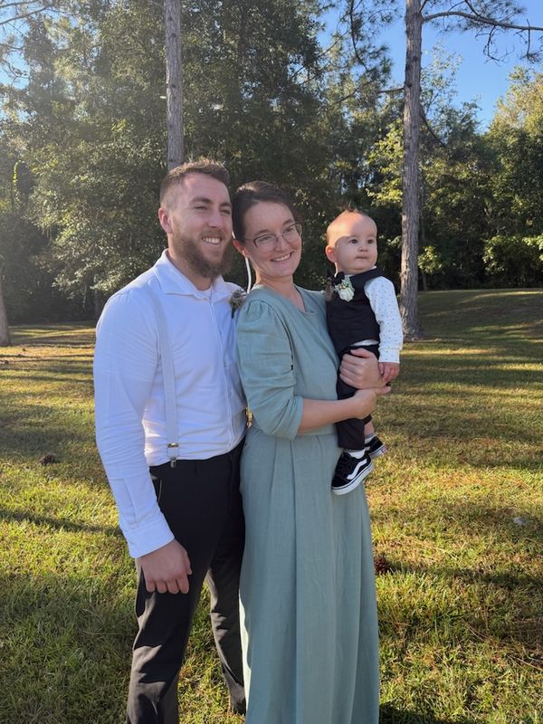 Sheldon Sommers, A2Z Concrete crew, with his wife and son